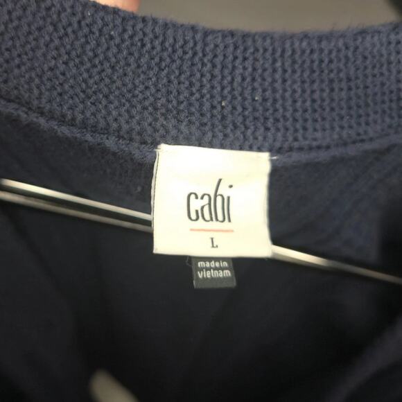 CAbi Cable Knit Navy Blue Cardigan Sweater Womens L Style 3882 - Picture 3 of 6
